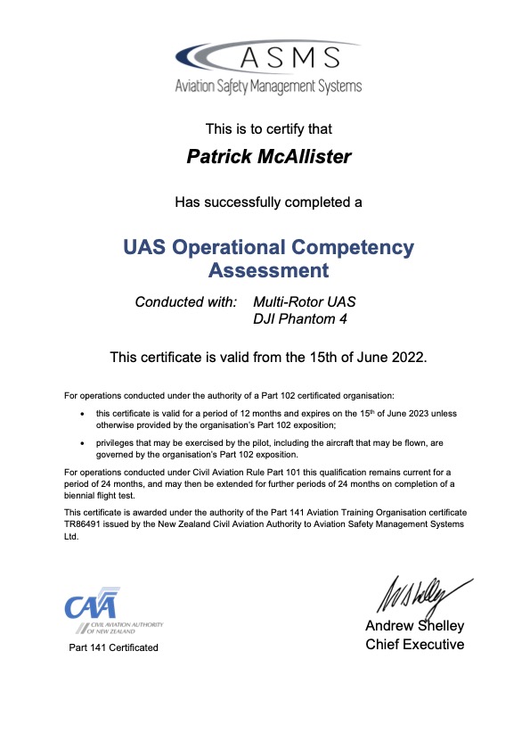 Patrick McAllister UAS Operation Competency Assessment